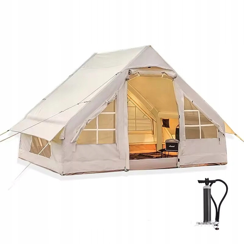 duzy-namiot-turystyczny-642nkm.jpg DUŻY NAMIOT KEMPINGOWY POMPOWANY 4 OSOBOWY DMUCHANY POMPKA 6.3m2 300x210CM - obrazek 1