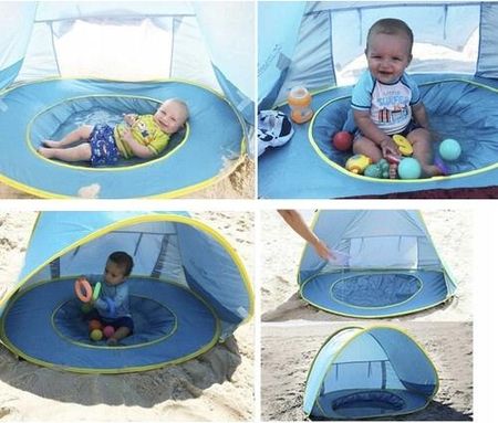 namiot-dla-dzieci-na-plaze-535wrp-1.jpg Namiot Plażowy Parawan Samorozkładający z Basenem na Plażę Ogród dla Dzieci - obrazek 1