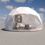 Namiot sferyczny całoroczny kopuła Ø 5m 20mkw szklane drzwi glamping