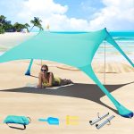 CUUPO Namiot plażowy UPF50+ ochrona przed promieniowaniem UV, mały namiot przeciwsłoneczny z 2 drążkami, na kemping, plażę, wędkowanie, podwórko i piknik, turkusowy : Amazon.pl: Sport i turystyka