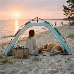 Namiot Plażowy Automatyczny NILS CAMP NC4802 UV 200×145×115 cm niebieski