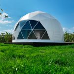 Namiot sferyczny całoroczny kopuła Ø 5m 20mkw drzwi pvc glamping