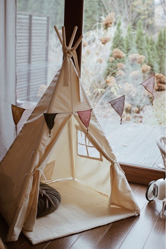 namiot-tipi-duzy-417yxp.jpg Namiot tipi kremowy duży " 120cm" ekologiczny Babo MonkeyMachine.pl - obrazek 1