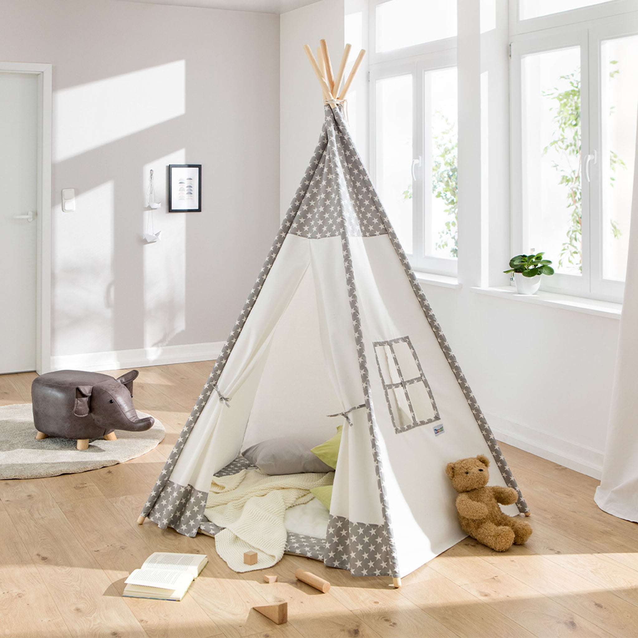 namiot-tipi-duzy-712qch.jpg howa Namiot zabawowy Tipi "Stars" z matą podłogową 8512 - obrazek 1