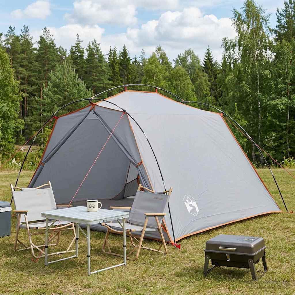 namiot-vidaxl-221kdk-1.jpg vidaXL Namiot tunelowy 4 osobowy Szary i pomarańczowy - obrazek 1